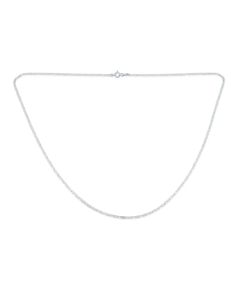 Bling Jewelry Thin Flat Mariner Anchor Link Chain 2MM Strong Necklace .925 Sterling Silver