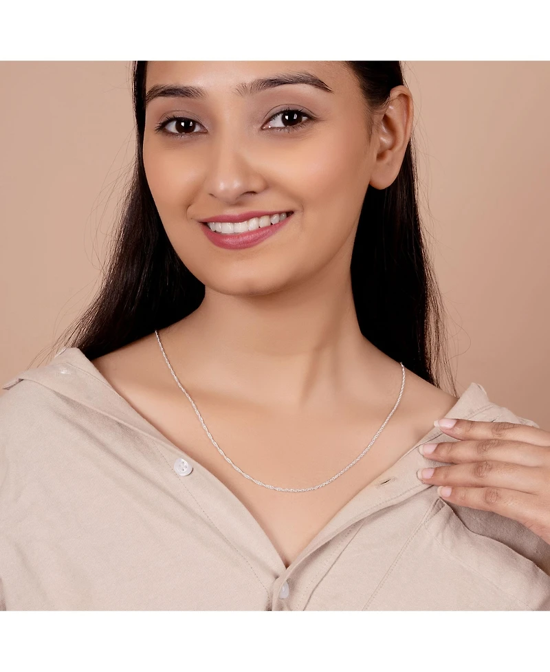 Bling Jewelry Set of 2 Thin 1.5MM Sterling Silver Singapore Rope Chain Necklace Made in Italy & Inch