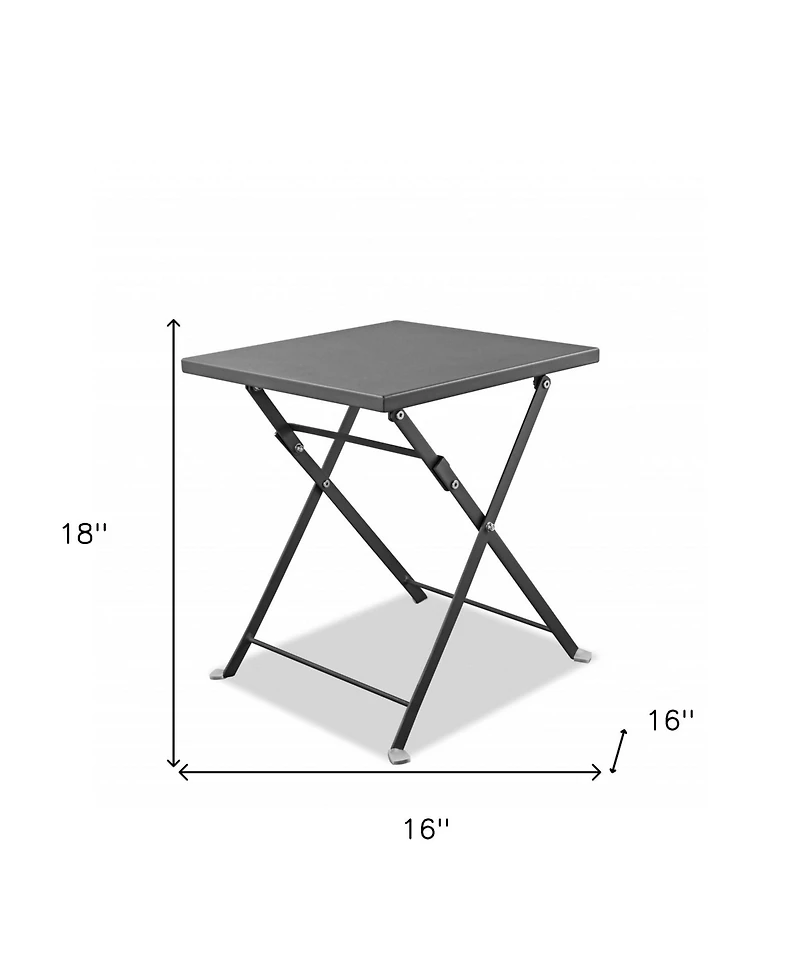 Square End Table with Polished Stainless Steel Frame