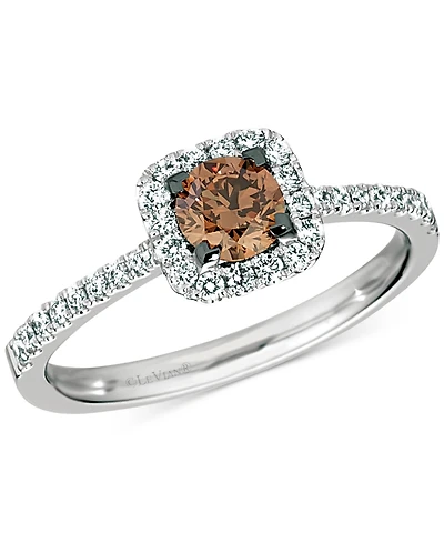 Le Vian Chocolatier Chocolate Diamond & Vanilla Diamond Halo Ring (3/4 ct. t.w.) in 14k White Gold