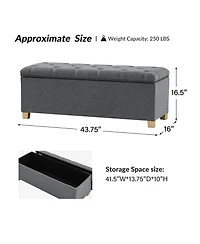 Lauris Classic Tufted Design Storage Bench with Nailhead Trim