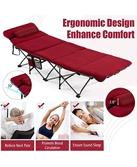 Folding Retractable Travel Camping Cot with Mattress and Carry Bag