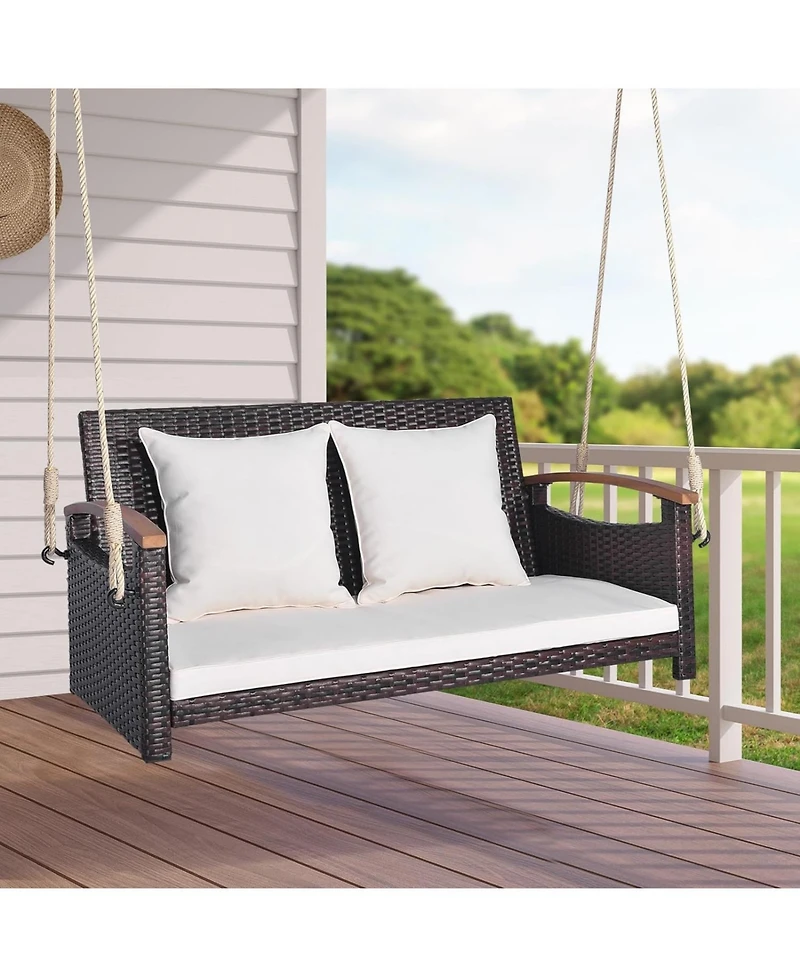 2-Person Patio Rattan Porch Swing