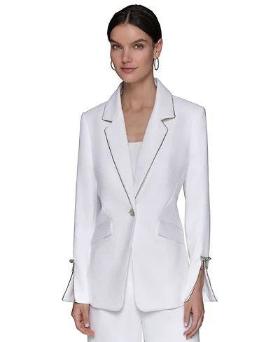 Karl Lagerfeld Paris Women's Embellished Slit-Cuff Blazer