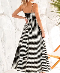 Cupshe Women's Subtle Lines Striped Maxi Beach Dress