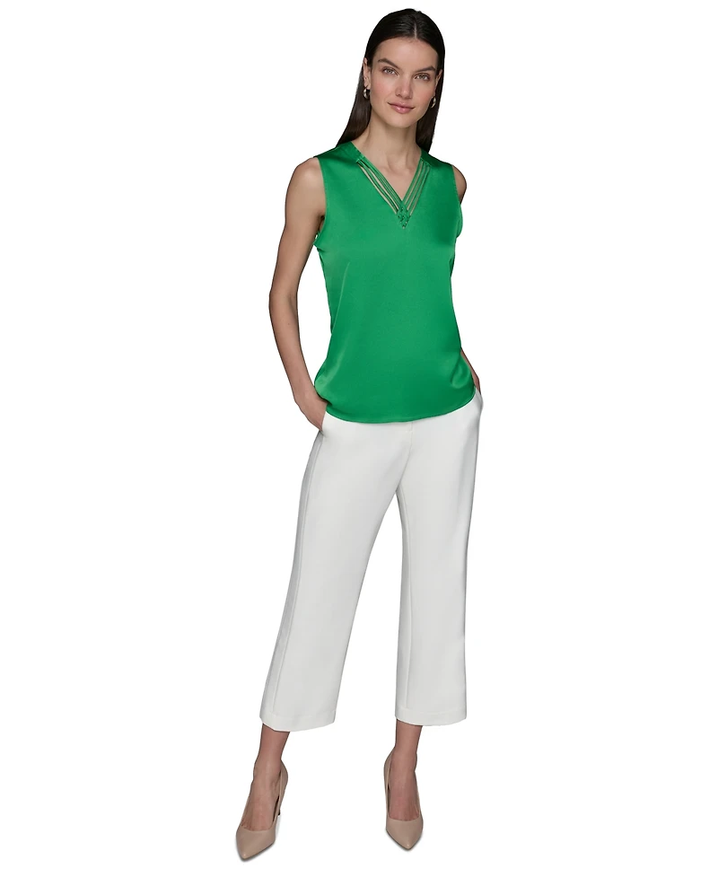 Karl Lagerfeld Paris Women's Sleeveless Strappy-Neck Top