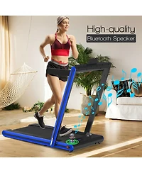 2-in-1 Folding Treadmill with Dual Led Display-Navy