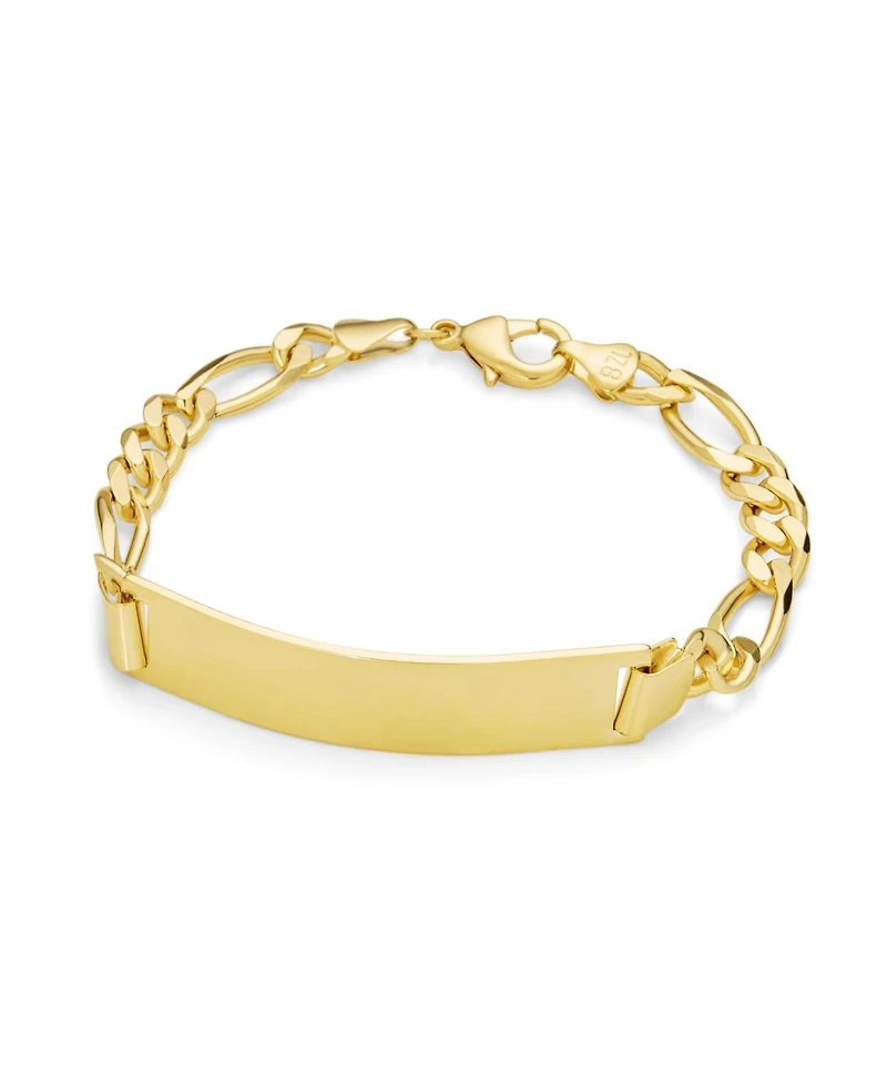 Bling Jewelry 18K Gold Plated Figaro Chain Id Bracelet with Solid Name Bar