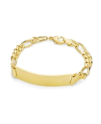 Bling Jewelry 18K Gold Plated Figaro Chain Id Bracelet with Solid Name Bar