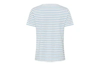 Olsen Women's Striped Embroidered Trim V-Neck Tee