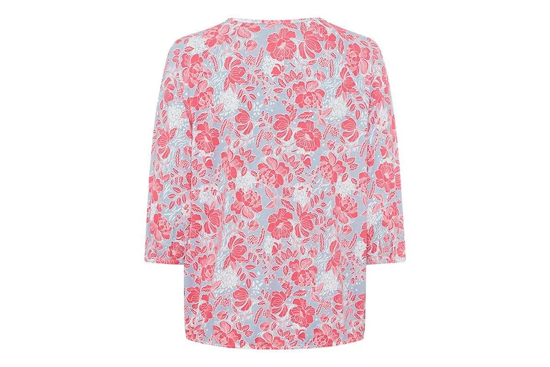 Olsen Women's Prairie Floral Keyhole Neck T-Shirt