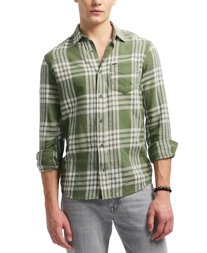 Men's Saroz Long Sleeve Plaid Button-Front Shirt