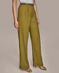 Donna Karan New York Women's Linen-Blend Wide-Leg Pants