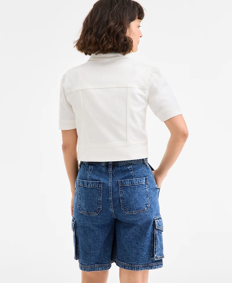 On 34th Women's Elbow Puff Sleeve Denim Jacket, Exclusively at Macy's