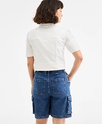 On 34th Women's Elbow Puff Sleeve Denim Jacket, Exclusively at Macy's