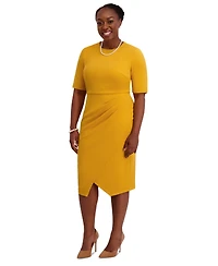 Kasper Women's Short-Sleeve Side Pleated Dress, Regular & Plus Sizes