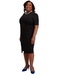 Kasper Women's Short-Sleeve Side Pleated Dress, Regular & Plus Sizes