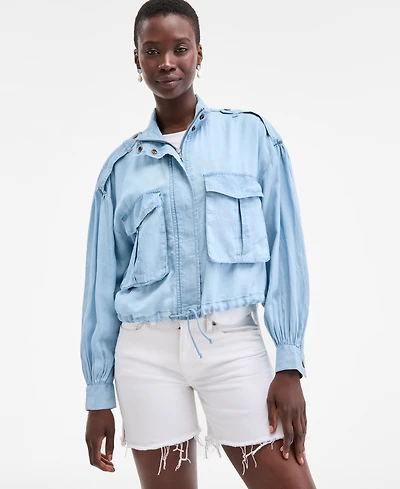 On 34th Women's Chambray Cropped Jacket, Exclusively at Macy's