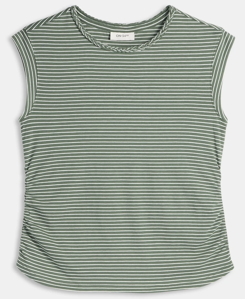 On 34th Women's Braided-Neck Crewneck T-Shirt, Exclusively at Macy's