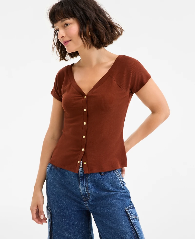 On 34th Women's Snap-Front T-Shirt, Exclusively at Macy's