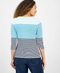 Style & Co Petite Striped Pima Cotton Top, Exclusively at Macy's