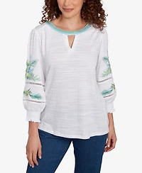 Ruby Rd. Plus Solid Embroidered Textured Knit Top