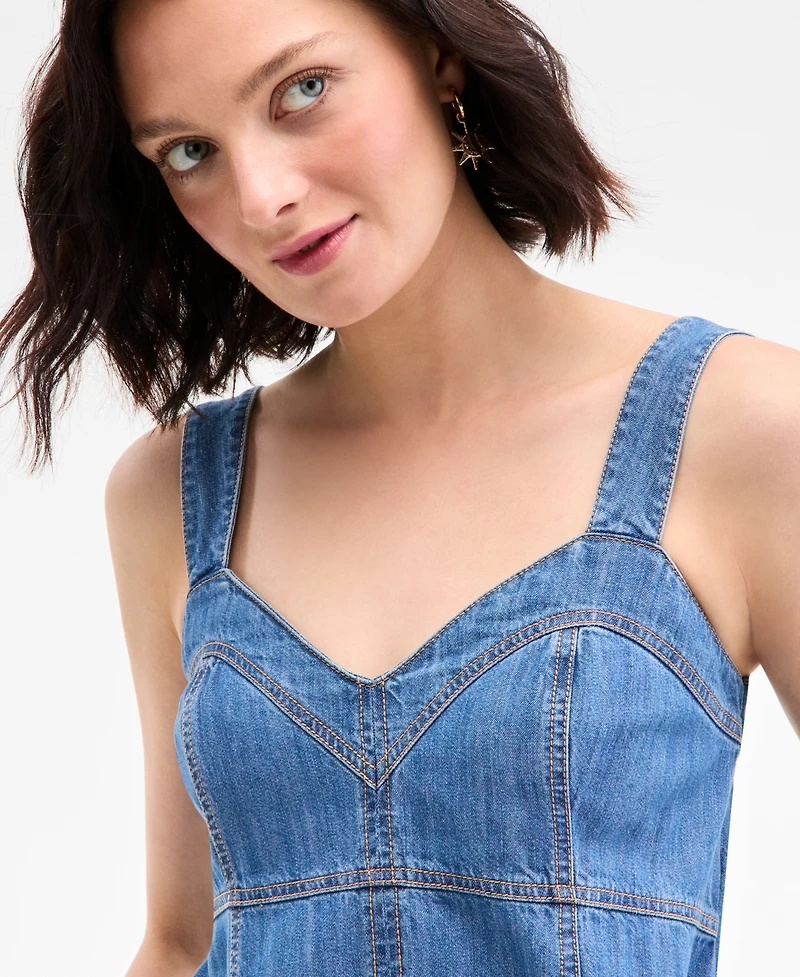 On 34th Women's Denim Sweetheart-Neck Midi Dress, Exclusively at Macy's