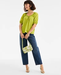 On 34th Women's Elbow Sleeve Braided-Trim Top, Exclusively at Macy's