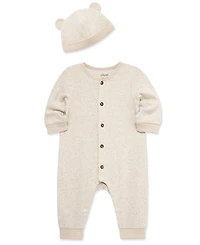 Little Me Baby Button-Down Coverall & Hat Set
