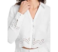 Guess Women's Long-Sleeve Leyna Linen Top