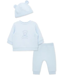 Little Me Baby Boys Bear Quilted Top, Pants & Hat, 3 Piece Set