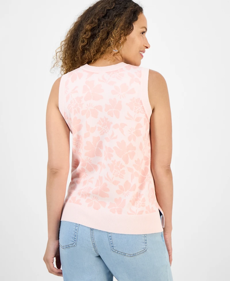 Style & Co Petite Sleeveless Floral-Print Sweater, Exclusively at Macy's