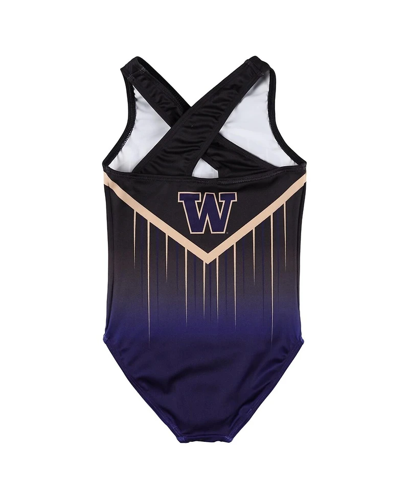Gk Elite Big Boys and Girls Black Washington Huskies Replica Leotard
