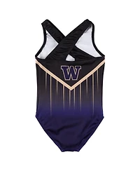 Gk Elite Big Boys and Girls Black Washington Huskies Replica Leotard