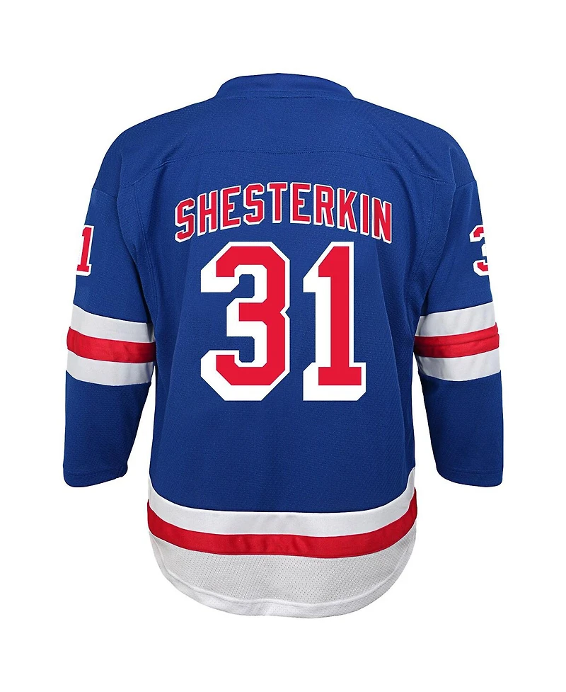 Outerstuff Big Boys and Girls Igor Shesterkin Blue New York Rangers Home Replica Player Jersey