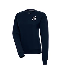 Antigua Women's Navy New York Yankees Brushed Metallic Victory Pullover Sweatshirt