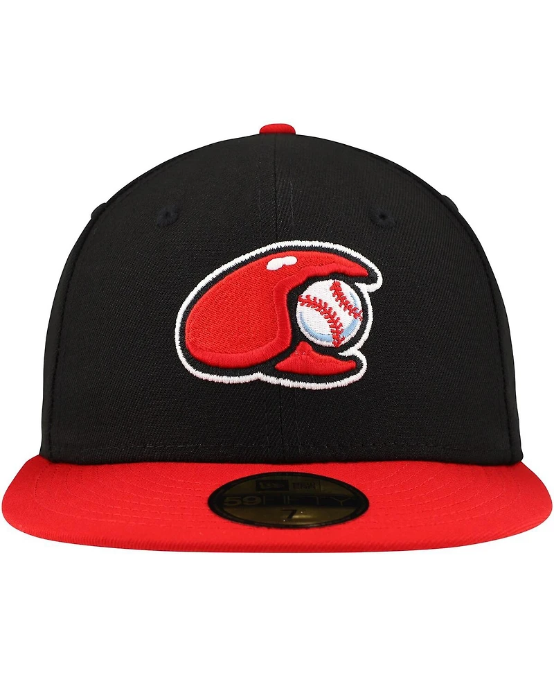 New Era Men's Black Hickory Crawdads Authentic Collection 59FIFTY Fitted Hat