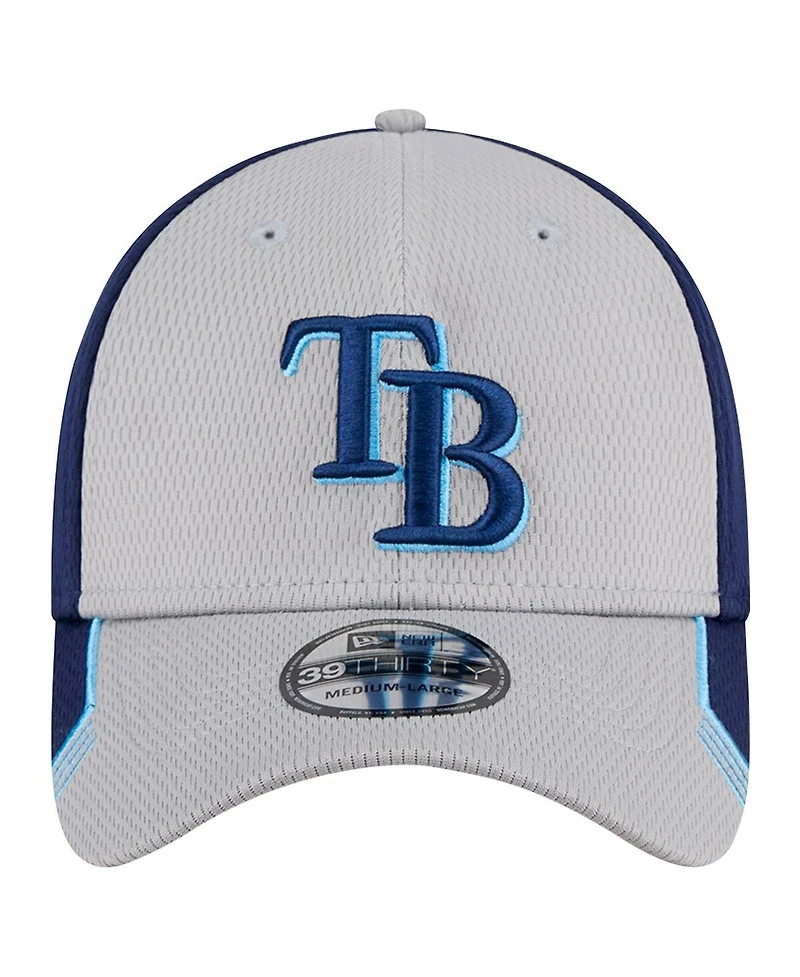 New Era Men's Gray/Navy Tampa Bay Rays Visor Trim 39THIRTY Flex Hat