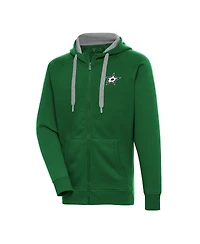 Antigua Men's Kelly Green Dallas Stars Metallic Logo Victory Full-Zip Hoodie