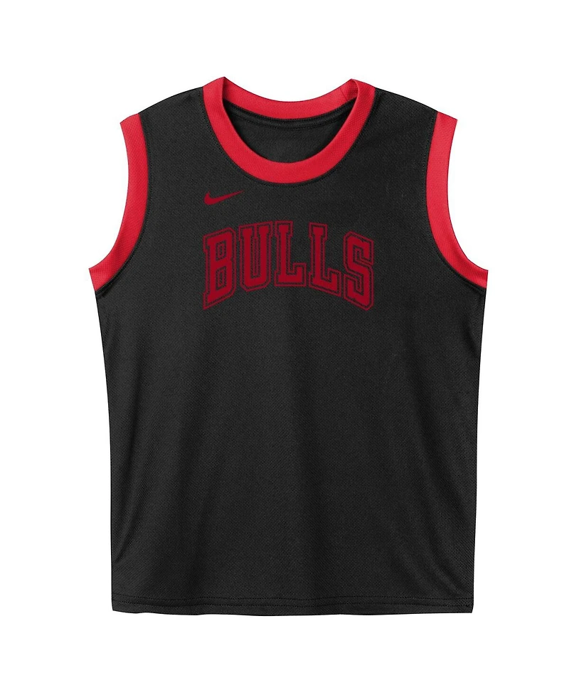Nike Preschool 2-Piece Black Chicago Bulls Mesh Tank Top and Shorts Set