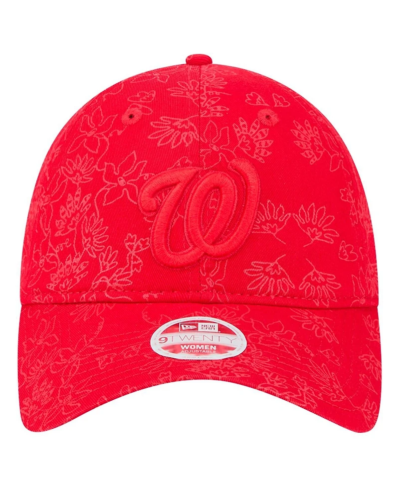 New Era Women's Red Washington Nationals Tonal Floral 9TWENTY Adjustable Hat
