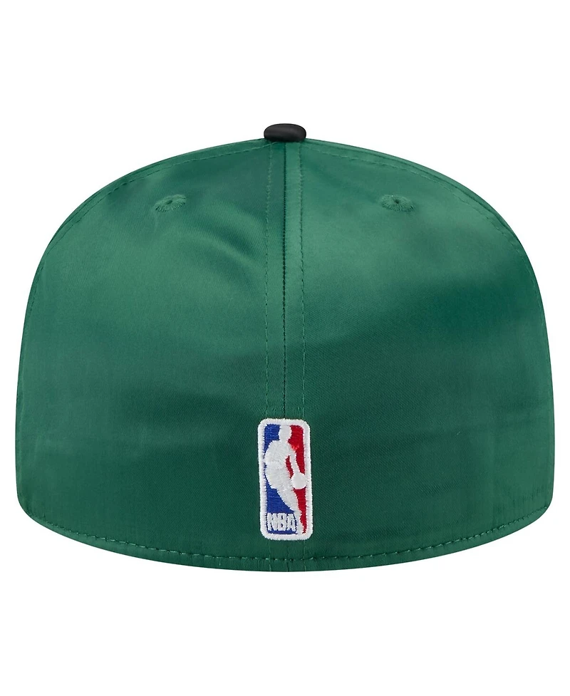 New Era Men's Kelly Green/Black Boston Celtics Throwback Satin Vintage Pin Two-Tone 59FIFTY Fitted Hat