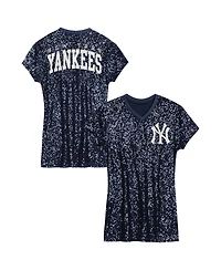 Outerstuff Big Girls Navy New York Yankees Sequin V-Neck Dress