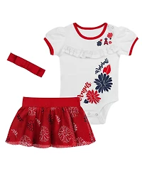 Outerstuff Newborn 3-Piece White/Red Los Angeles Angels Sweet Catcher Bodysuit, Headband and Skirt Set