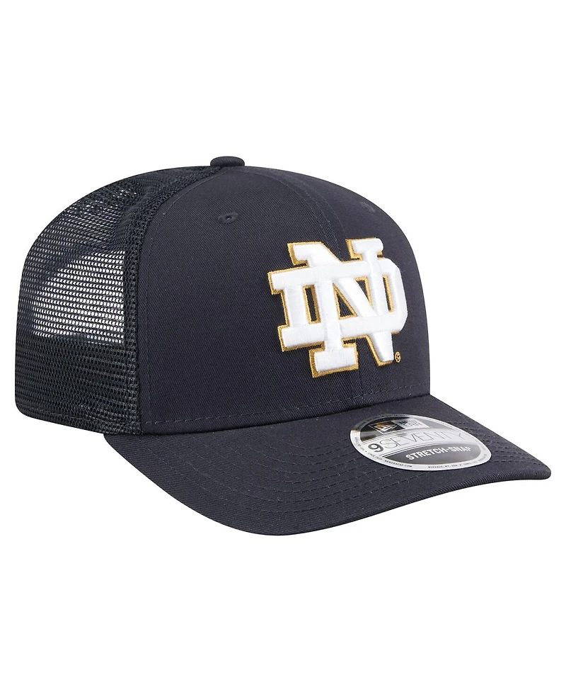 New Era Men's Navy Notre Dame Fighting Irish Primary 9SEVENTY Trucker Stretch-Snap Hat