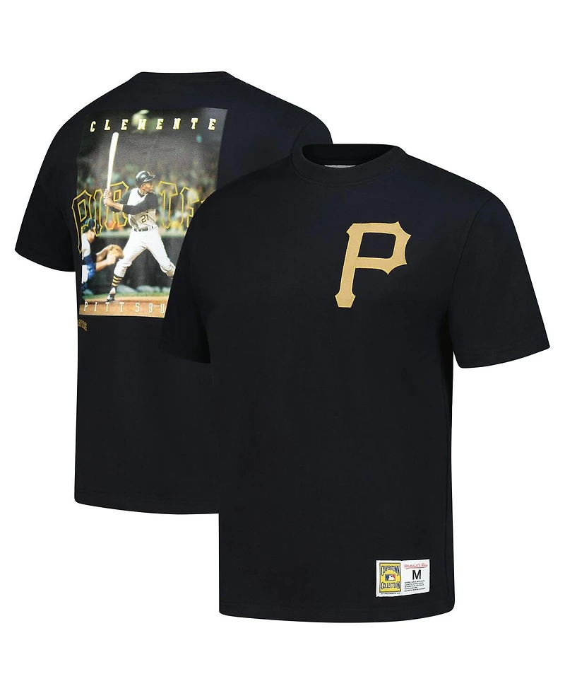 Mitchell & Ness Men's Roberto Clemente Black Pittsburgh Pirates Legends Collection Vintage Logo T-Shirt