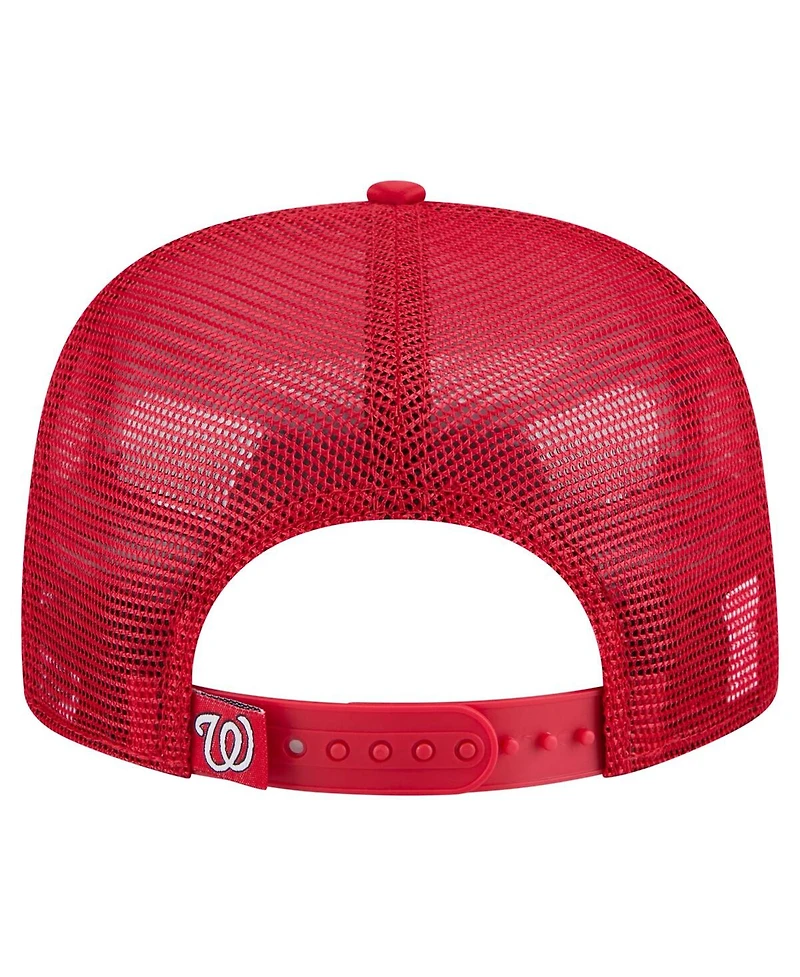 New Era Men's Red Washington Nationals Retro Satin Script Golfer Adjustable Hat