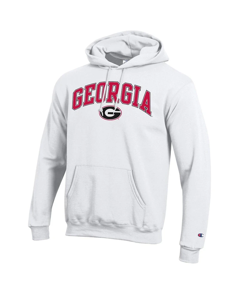 Champion Men's White Georgia Bulldogs Arched Logo Fleece Pullover Hoodie