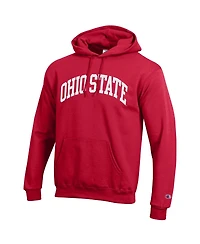 Champion Men's Scarlet Ohio State Buckeyes Basic Arch Fleece Pullover Hoodie