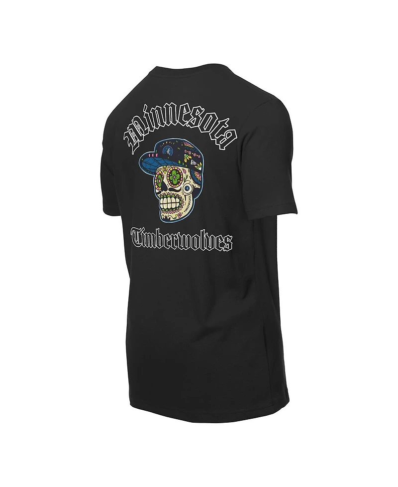 New Era Men's Black Minnesota Timberwolves Sugar Skulls T-Shirt